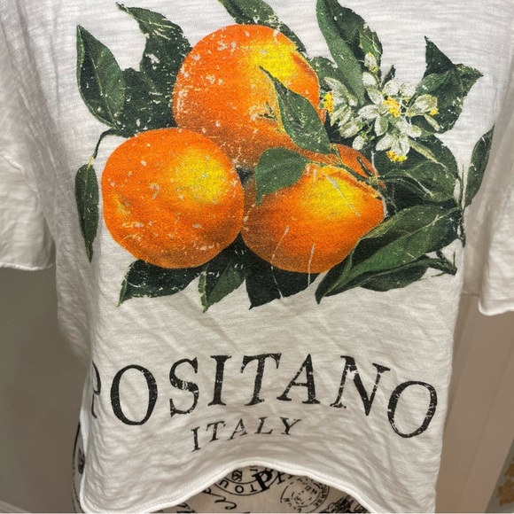 White Graphic Box T-Shirt with Orange Positano Italy - Picture 2 of 7